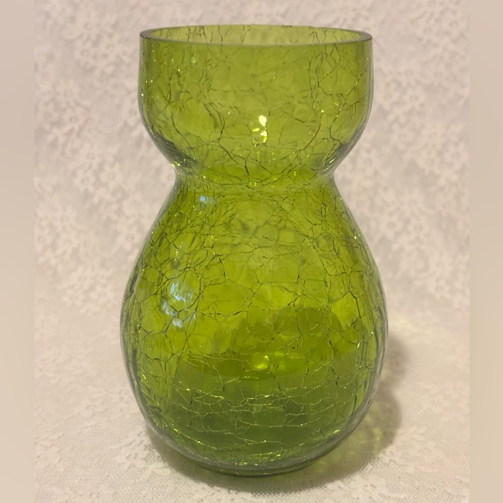 Green Crackle Glass Vase